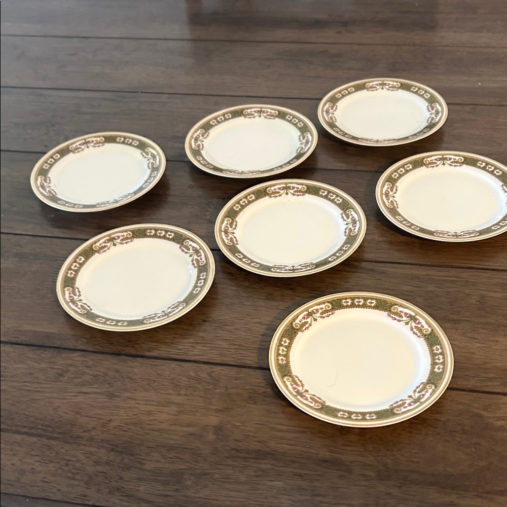 Haviland Limoges France Porcelain Bread & Butter Plates – Set of 7, Floral Green